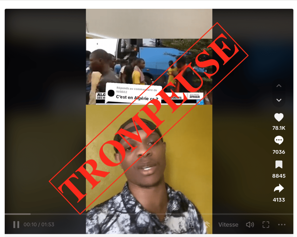 Cette vidéo ne représente pas l’expulsion de 400 Maliens du territoire algérien le mardi 16 juillet 2024.